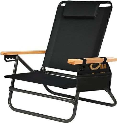 DesertFox 2脚セット アウトドアチェア ブラック 背もたれ角度 4段階