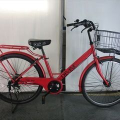 D837　★限定特価★ 中古自転車 【　26インチ　赤　軽快車　6段　LEDオートライト 】