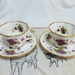 エインズレイ バイオレット カップ&ソーサー 2客セット