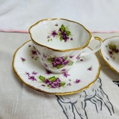 エインズレイ バイオレット カップ&ソーサー 2客セット