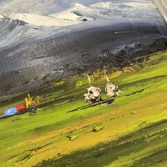 高橋哲夫「十勝岳」1995年 F4サイズ 油絵 絵画 風景画 額縁付き 逸品