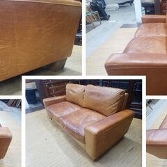 j36　ACME furniture アクメファニチャー　フレスノ　ラブソファ　オイルレザー(牛革)、ラバーウッド