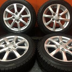 【DUNLOP WM02 155/65R14】スタッドレス【ダイハツ 純正ホイール 14インチ 4.5J4HPCD100+45】バリ溝 タント ムーブ等　(KTM174)