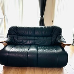 牛皮ソファ ※皮擦れ多少あり美品・値下げ。