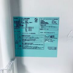 ID:re11129 ハイアール Haier 冷蔵庫 一人暮らし 中古 2021年製 2ドア 140L ホワイト ファン式 右開き JR-NF140M  【リユース品：状態C】【送料無料】【設置費用無料】