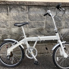 【20インチ折りたたみ】美品❗️超軽量❗️アルミフレーム　外装6段変速、泥除け付❗️リヤタイヤ新品❗️若林自転車　膳所店　SALE中❗️