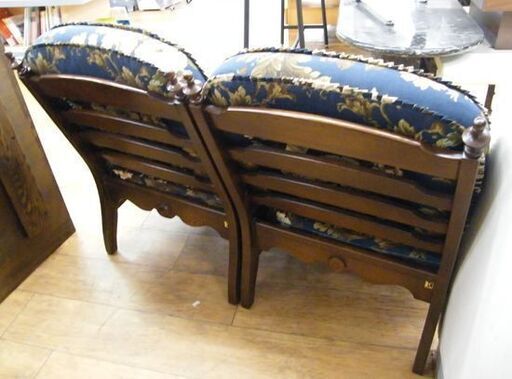 キツツキ リビングチェア 2脚セット 肘なし 布製 穂高 花柄 セパレート