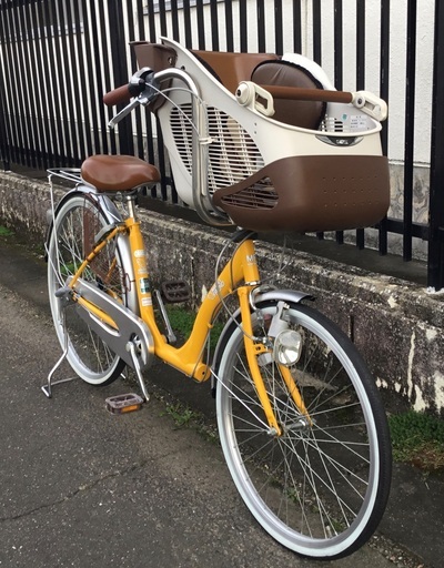 ＜とてもキレイ＞ママフレンド 日本製・非電動・子供乗せ自転車・前輪22/後輪26インチ・整備交換済み・幼児2人同乗可・イエロー 内装3段変速 鍵付き とてもキレイ＞ママフレンド 日本製・非電動・子供乗せ自転車・前輪22