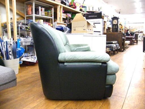 ソファ 2人掛け 本革 レザー グリーン 幅143 緑 長椅子 ソファー 2P