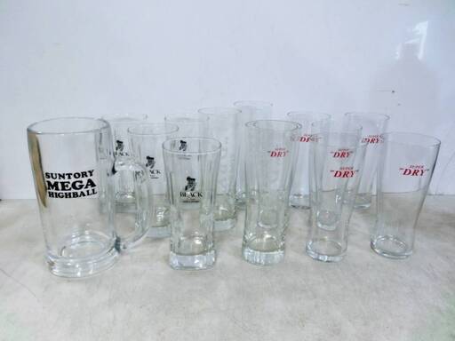 サントリー　アサヒ　ニッカウイスキー　ビアグラス14点セット　ビールジョッキ　MEGA HIGBALL　SUNTORY　SUPER DRY　BLACK Clear