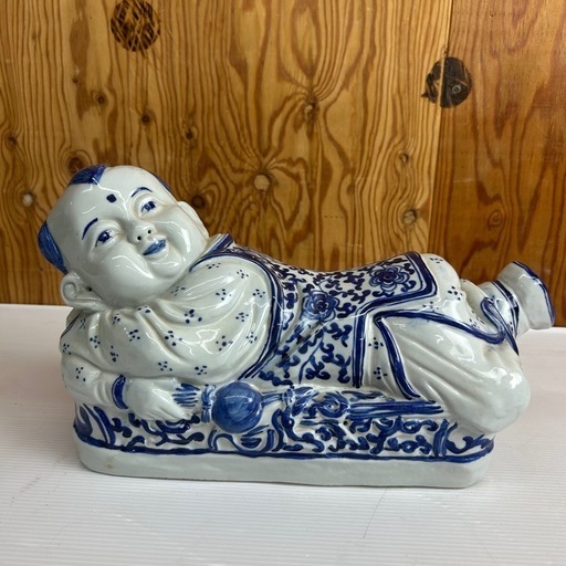 k1026607 高級陶器 珍しいデザイン 童子枕 中国美術 唐子 陶枕 陶器枕 童子 置物 レトロ アンティーク 古玩 唐物 中古 現状品