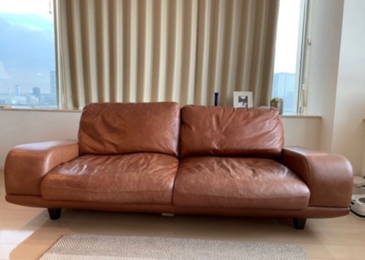 five by five 3350】ブラウン レザー ソファ 取付無料！アクタス
