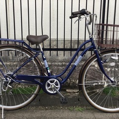 LEDオートライト】6段変速 27インチ自転車 ブルー
