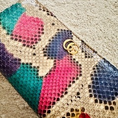 GUCCI マルチカラー ヘビ皮 長財布 本体 保存袋・箱付き