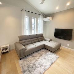 値下げ交渉可】マナベ 3人掛け カウチソファ L字 レザーファブリック  