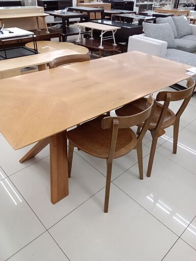 ★ジモティ割あり★  ダイニングテーブルセット ナチュラルブラウン H71×D80×W120 クリーニング済み HJ557 ☆ジモティ割あり☆ ダイニングテーブルセット ナチュラルブラウン H71