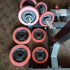 トレーニングベンチ、ダンベル等