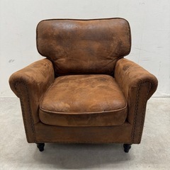 VINCENT 1人掛けソファー ヴィンテージ調 鋲打ち シングルソファ