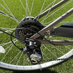 超美品（2ヶ月） 27インチ 外装6段変速 アパッシュ マルイシサイクル マットミニタリー（カーキ）オートライト 耐摩耗タイヤ LEDオートライト 前後泥除け付