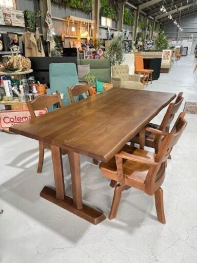 ☆筑波産商☆ ダイニングセット5点セット オーク ブラウン テーブル幅