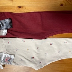 【美品】H&M 赤とクリーム色のベビーレギンスセット