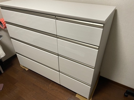 ニトリ ローチェスト クエス　ホワイトウォッシュ 140cm幅　250428-4 ニトリ（NITORI） ローチェスト(クエス 140-4LC WH) タンス たんす