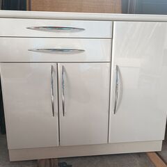 キッチンカウンター 長さ100×幅52×高さ88cm ホワイト ロータイプ 台 キッチンカウンター 長さ100×幅52×高さ88cm ホワイト /台所 収納