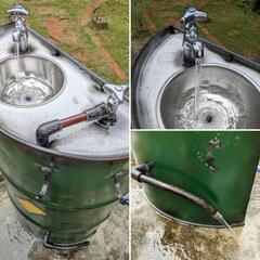 ドラム缶 洗面台 立水栓 インダストリアル ガレージ 水栓 #ガレージ