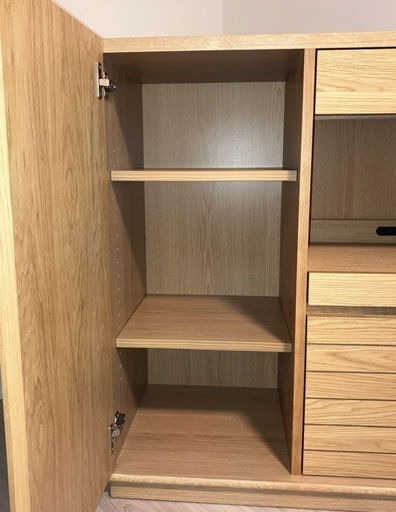 美品 unico / ウニコ SOLK(ソルク) キッチンカウンター W800 食器棚