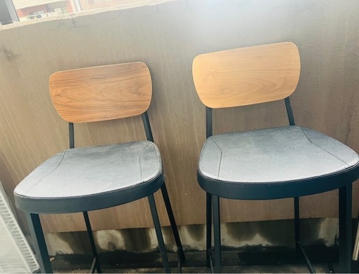木製背もたれのバースツール 2脚セット カウンター用椅子 台東区引き取り用 木製背もたれのバースツール 2脚セット カウンター用椅子 台東区