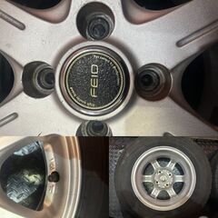 タイヤ走行短め【BS NEWNO 155/80R13】夏タイヤ【FEID 社外ホイール 13インチ 4.5J4HPCD100+35】ヴィッツ パッソ等　(VTF990) 