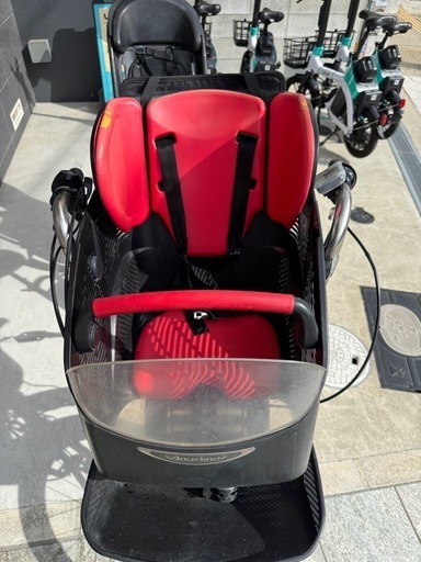 子供乗せ 2人 ヤマハ 赤 電動アシスト自転車 チャイルドシート付き PAS