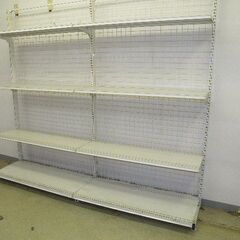 オカムラ製 H210cm×W120cm ２連結片面３段什器 背面ネットタイプ キックプレート無し■陳列棚・システム什器■S-609