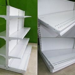 TODA製 H150cm×W88cm ３連結両面３段什器 背面ボード(画像は２連結)■陳列棚・システム什器■S-613 TODA製 H150cm×W88cm 3連結両面3段什器 背面ボード(画像は2