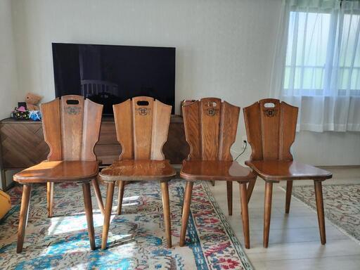 オールドカリモク ダイニングチェア 紋章 焼印入り オールドカリモク