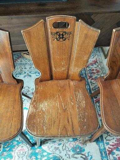 2脚セット オールドカリモク 紋章 焼印入 ルスティック ダイニングチェア オールドカリモク ダイニングチェア 紋章 焼印入り 2脚セット オールド