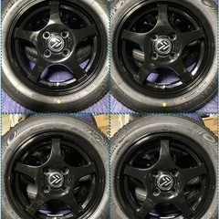 ⑥155/65R14新品タイヤ4本と中古美品ホイールとナット付き