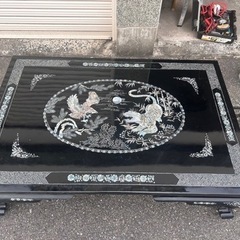 黒漆塗り 螺鈿座卓 長さ150cm