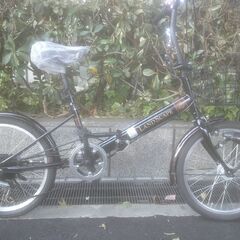 整備済み中古自転車　20インチ　税別￥14.800-　折り畳み自転車　LEDオートライト　外装６段　ブラック/ブラウン1030