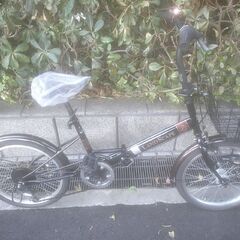 整備済み中古自転車　20インチ　税別￥14.800-　折り畳み自転車　LEDオートライト　外装６段　ブラック/ブラウン1030