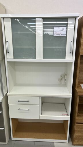 ★ジモティ割あり★  食器棚 白 H180×D40×W89 クリーニング済み TC1975