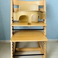 美品　ストッケ　トリップトラップ　ナチュラル　No.5　ベビーセット付き 公式 ストッケ トリップトラップ 5点 バンドルセット ベビー