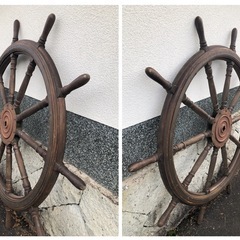 船の操舵輪/ラット/直径約150cm/木製/アンティーク/レトロ/大型/引き取り限定 船の操舵輪/ラット/直径約150cm/木製/アンティーク/レトロ/大型