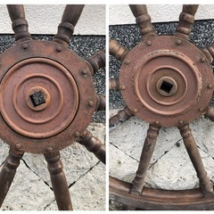 船の操舵輪/ラット/直径約150cm/木製/アンティーク/レトロ/大型