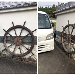 船の操舵輪/ラット/直径約150cm/木製/アンティーク/レトロ/大型/引き取り限定 船の操舵輪/ラット/直径約150cm/木製/アンティーク/レトロ/大型