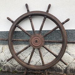 船の操舵輪/ラット/直径約150cm/木製/アンティーク/レトロ/大型/引き取り限定