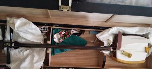 細棹三味線、バチ、ケースセット 最高級品 天然素材 三味線 撥 バチ 開き約