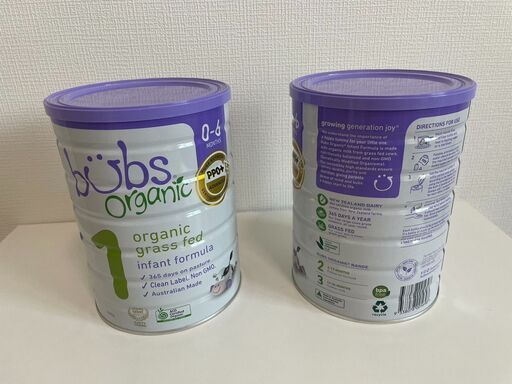 Bubs オーガニック粉ミルク800g ステップ1(0〜6ヶ月) 2缶セット Bubs