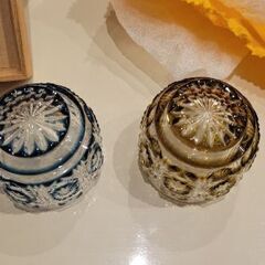 値下げしました！復元薩摩切子 猪口2個 藍黄