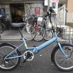 中古自転車3321 前後タイヤ新品！ 折り畳み 20インチ 6段ギヤ